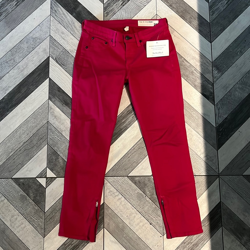 Rag & Bone Zipper Capri fuchsia jeans Size 26